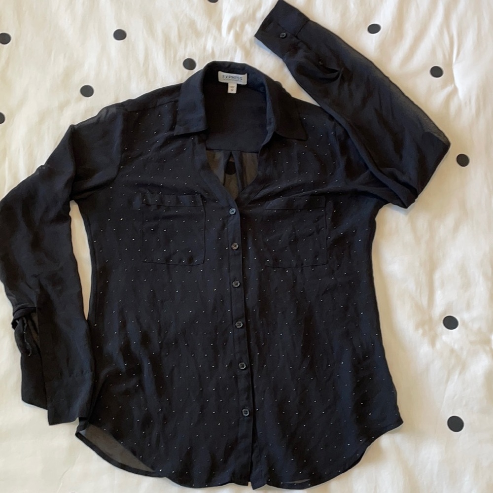Express sheer button down shirt